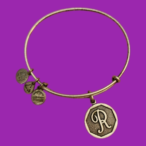 3/$30 ALEX & ANI Initial R Charm Bangle Slider Bracelet - Picture 1 of 5